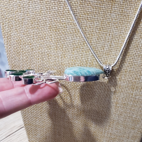 Amazonite necklace, 925 silver onyx amazonite pendant necklace - Picture 4 of 16